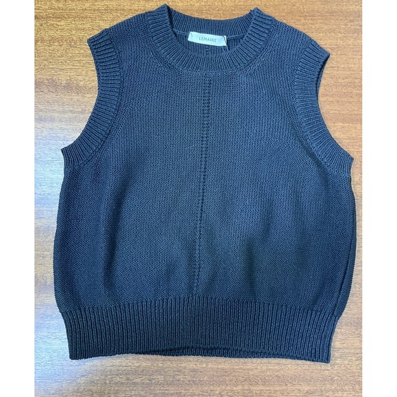 Lemaire Sleeveless Cropped Sweater Knit Vest Black Cotton Italy XS Minimalists